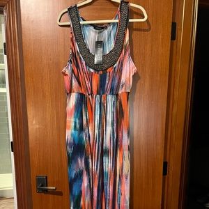 Maxi dress multi color with embellishments around neck 3x